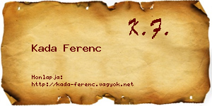 Kada Ferenc névjegykártya
