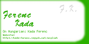 ferenc kada business card